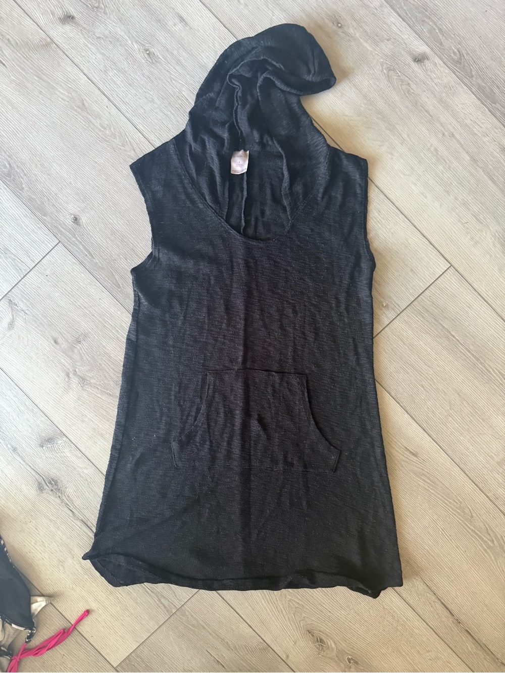 Merona Black Sleeveless Hooded Swim Coverup with Kangaroo Pocket